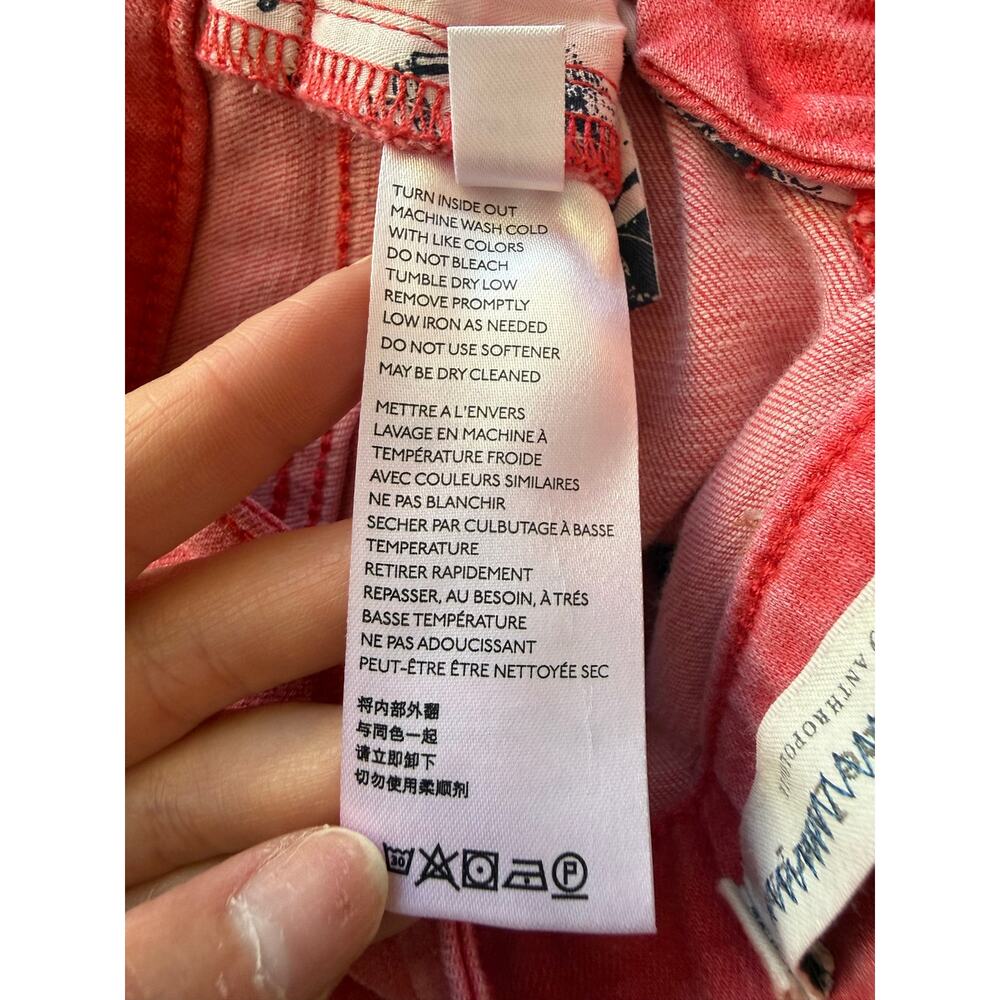 Pilcro & Letterpress x Anthropologie Coral Red High Rise Skinny Jeans Size 27 - Picture 7 of 10